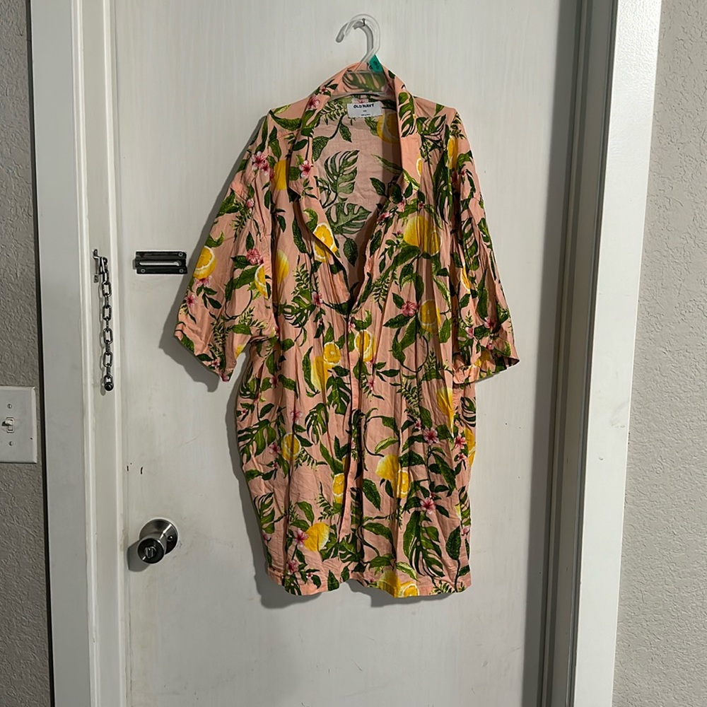 Lemon Print Hawaiian Shirt